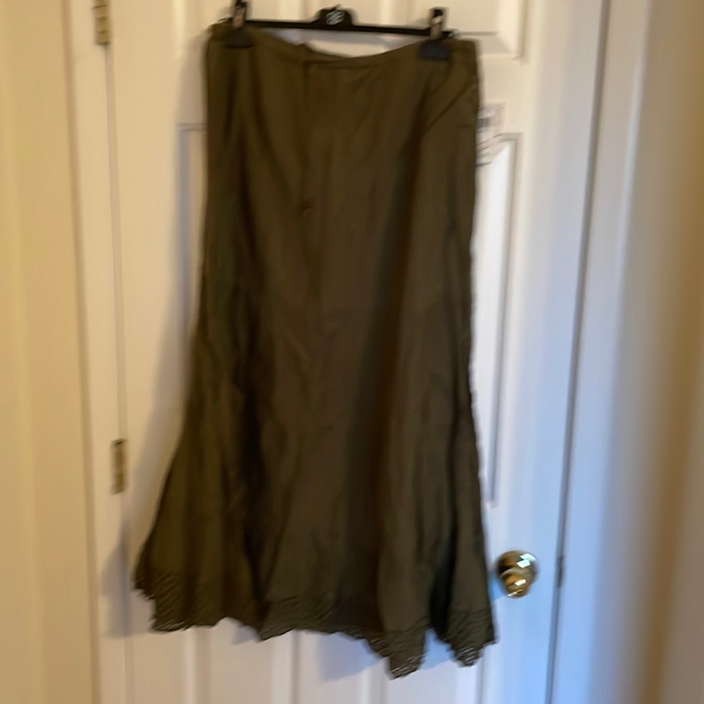 Green boho prairie skirt